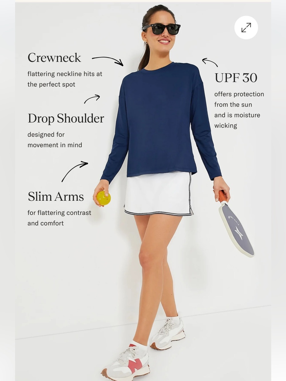 Tuckernuck sport Ryan Navy boyfriend Long-Sleeve Crewneck Top